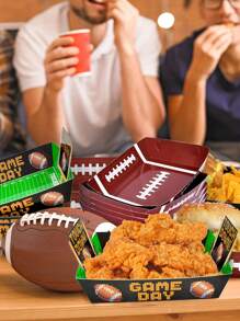 10pcs/1pc-Entertainment Soccer Party Supplies Kit: Large Soccer Food Plates, Disposable Bowls, Nacho Plates-Ideal Soccer Party Decorations And Favors For Birthday And Backdoor Parties - Multicolor - View 4