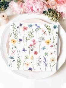 16 Peças Guardanapos Descartáveis de 16,5 cm, Guardanapos com Estampa Floral da Primavera para Piquenique, Chá de Casamento, Chá de Panela, Primeiro 1º Feliz Aniversário, Suprimentos para Festa