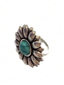 Klaudinni Engagement Ring Turquoise Flower - Silver - View 1