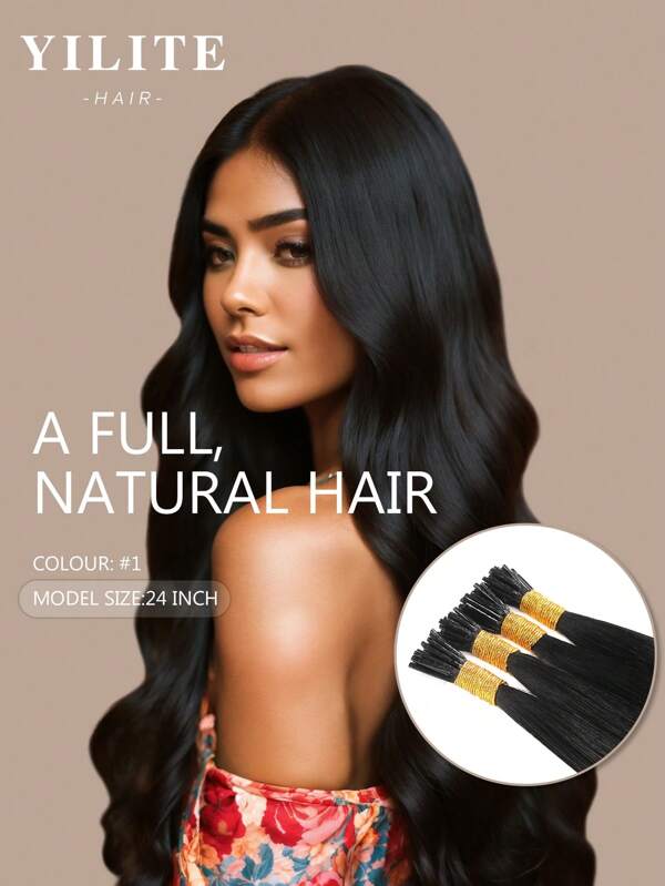 Yilite Jet Black I Tip Hair Extensions Human Hair 14-24 Inch Pre Bonded Itip Hair Extensions For Women 100pcs/Pack I Tip Human Hair Extensions