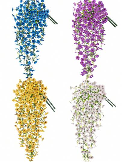 1/2/4件紫罗兰壁挂，人造吊花，户外人造植物，人造花，适用于圣诞节装饰，房间装饰，家居装饰，卧室装饰，户外装饰，厨房装饰，毕业装饰，户外露台装饰，DIY，房间装饰美学，婚礼装饰，墙壁装饰，紫色，白色，黄色，蓝色