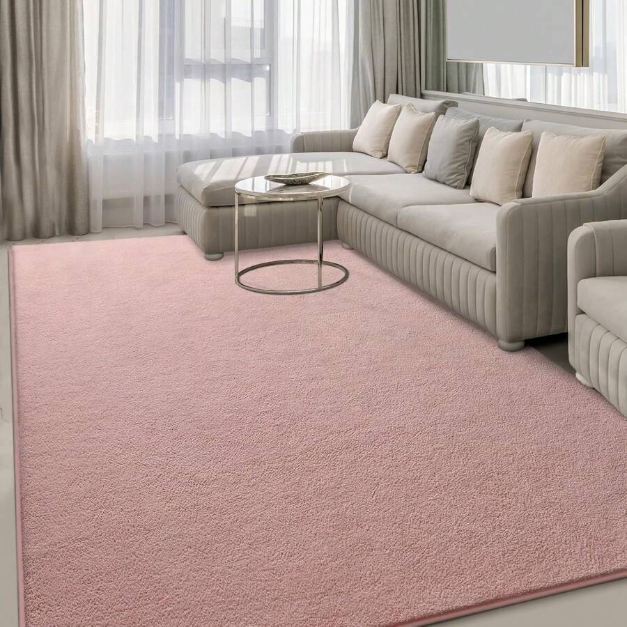 Modern Shag Area Rug For Bedroom Living Room, Washable Rugs Indoor Floor Carpet Rugs, Plush Memory Foam Bedside Rugs Low Pile Rug Decor - 粉色 - 查看 1