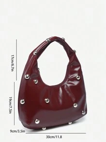 1 件女士复古朋克波西米亚风格海洋装饰沙滩包，钩编铆钉油性皮革大容量单肩包，适合外出、聚会和日常穿着