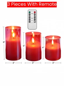 1/3 Stück Acryl Flackernde LED batteriebetriebene dekorative Tischkerzen, Acrylglas Kerzenlampen für Innenraumdekoration zur Hochzeit, fernbedienbare Fake-Kerzen, 4/5/6 Zoll, Valentinstag Dekoration