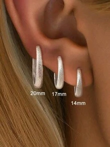 Newsoul 1 Cặp Hoa Tai Vòng Tối Giản Thời Trang Cho Phụ Nữ Trang Sức Nữ Bông Tai Bạc Sterling 925 Thật Quà Tặng Tiệc Trang Sức Cao Cấp - Bạc - Xem 2