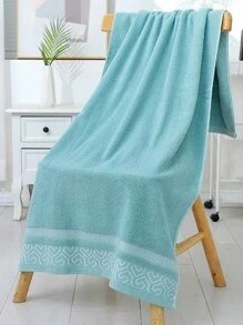 1pc Geometric Patterned Bath Towel, Super Soft & Absorbent For Bathroom, Gym, Hotel, Daily Use Back To School For Beauty Salon Home Bathroom - Green - View 1