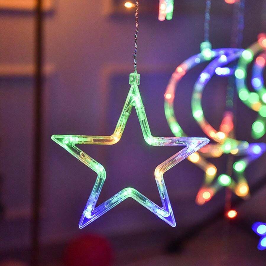 3.5m Moon & Star String Lights, 12 Hanging Stars & Moons LED Lights ...