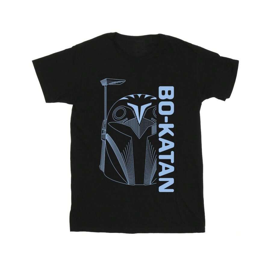 Disney Mens The Mandalorian Bo Katan Helm TShirt (Black) - 153gsm 100% Cotton - 黑色 - 查看 1