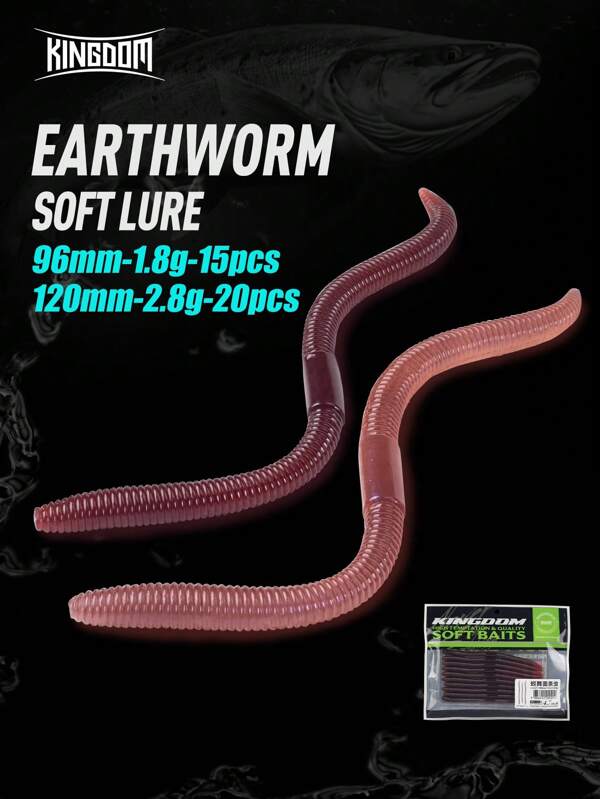 KINGDOM 10 pièces / 15 pièces Leurres de pêche Kingdom 96 mm 120 mm 1,8 g 2,8 g Leurre souple coulant d'appât en PVC, articles de pêche Swimbaits Appâts artificiels Wobblers Vers mous