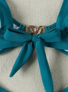 New Arrival Spring/Summer Women's Sexy Casual Blue Wide Strap Starfish Decor Bikini Set Set, Beach Holiday Party Date Vacation - Blue - View 5