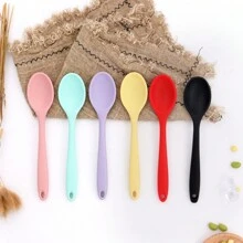 2pcs Household Silicone Spoon, Heat Resistant Non-Stick Pot Dedicated Soup Spoon & Mixing Spoon - Multicolor - View 1