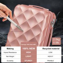 SOMAGO 4 In 1 Luggage Sets Hardside ABS Spinner Suitcase With 2 Travel Bags TSA Lock YKK Zipper 20"+24"+28" Suitcase Sets With 8 Silent Swivel Wheels, Diamond Pattern Surface - 玫瑰金 - 查看 5