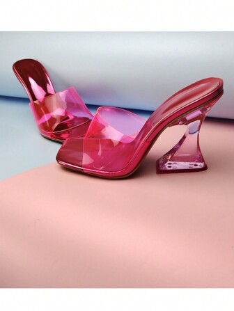 See-Through Crystal High Heel Sandals Open Toe Design, Sexy & Fashionable Colorful PVC High Heels For Women Party