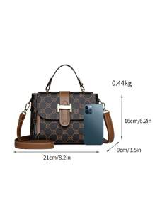 Fashion Pattern Handbag, Large Capacity Middle-Aged Ladies Tote Bag, Double Arrow Design