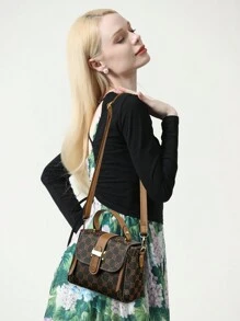 Fashion Pattern Handbag, Large Capacity Middle-Aged Ladies Tote Bag, Double Arrow Design