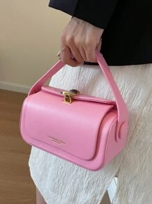 Women's Fashion Trapezium Box Shaped Crossbody Handbag, Elegant Minimalist Design With Large Capacity - Watermelon Pink - View 2