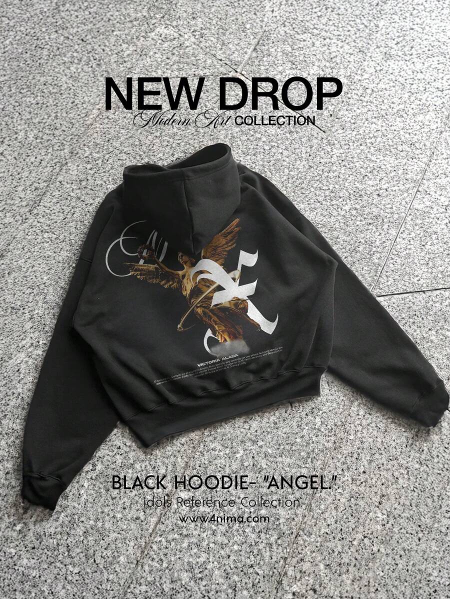 Hoodie "ANGEL" COLLECTION. Y2K Aesthetic hoodie. Streetwear - Negro - Ver 1