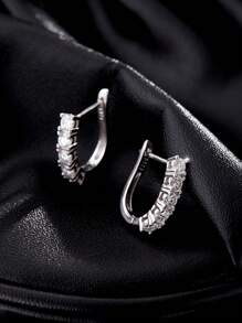 MODIAN MODIAN D Color U Shape Moissanite Earrings 925 Sterling Silver Elegant Exquisite Hoop Earrings For Women Wedding Jewelry