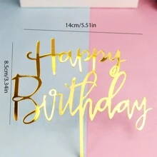 1 pieza/5 piezas Decoración para tarta de cumpleaños con Feliz Cumpleaños en color dorado