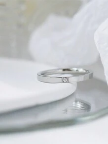1 chiếc nhẫn đôi bằng thép không gỉ mạ vàng hồng và bạc, đính đá Cubic Zirconia sáng bóng, trang sức, quà cưới, quà Valentine, quà tặng mẹ, quà Ngày của Mẹ. - Vòng C - Xem 25