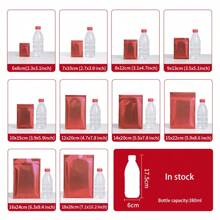 100 个哑光红色可重复密封铝箔袋,迷你自封袋铝箔拉链聚酯薄膜袋,礼品包装袋非常适合新年派对礼品装饰糖果 DIY 巧克力咖啡坚果食品长期储存小型企业用品 - 紅色 - 查看 3