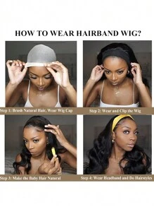 RONAN 合成头带假发 1B 黑色自然长直发假发日常派对角色扮演假发耐热纤维夏季促销自然透气