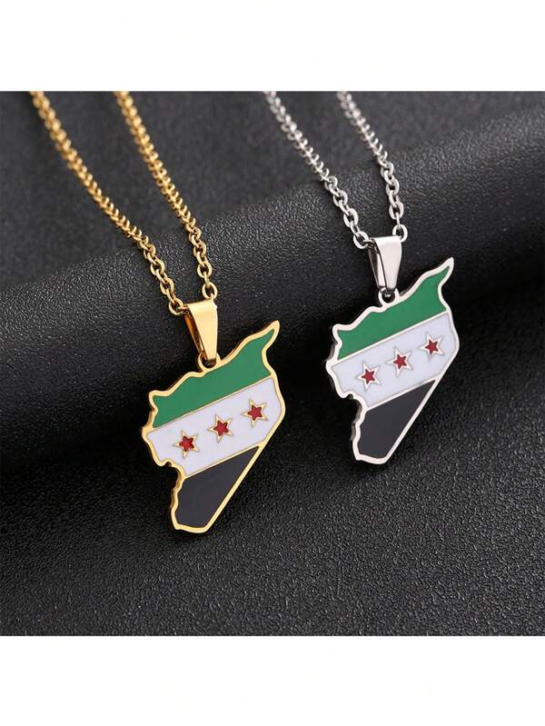 2 pezzi Collana con pendente a forma di in acciaio inossidabile, collana con bandiera, collana decorativa, catena elegante per il collo per accessori di abbigliamento, regalo con pendente patriottico per le donne
