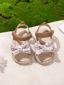 New Baby Floral Hook & Loop Linen Sandals - Multicolor - View 5