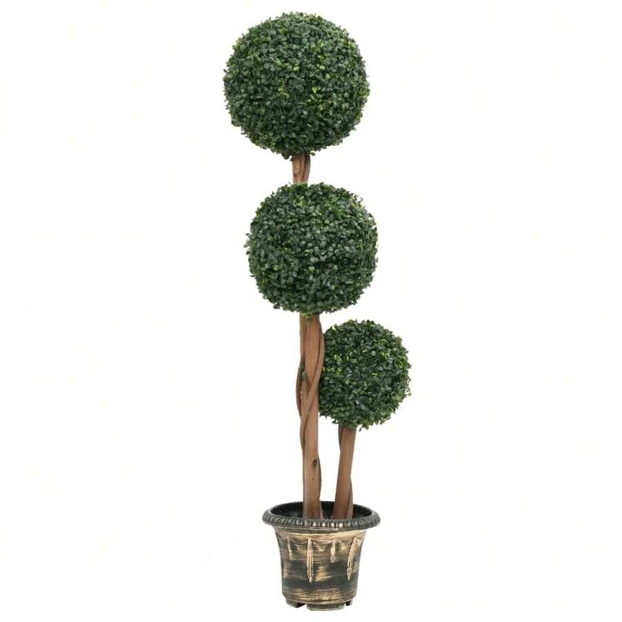Ball Shaped Artificial Boxwood Plant In Pot 119 Cm Green Home Decor - Green - View 1