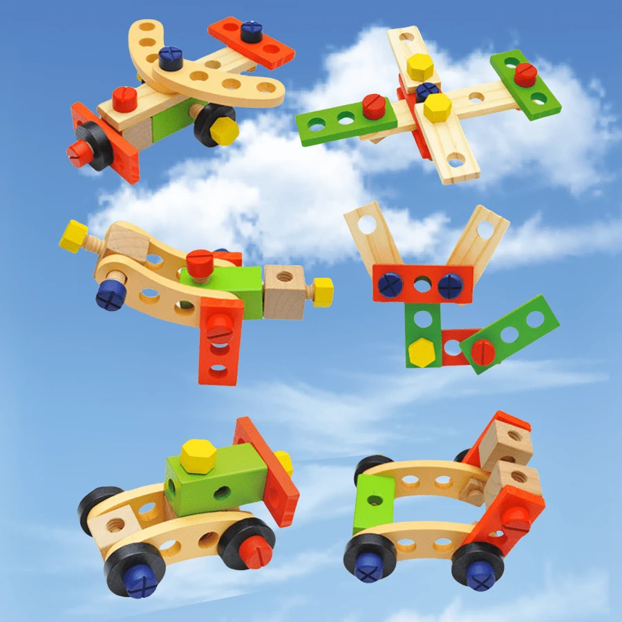 1pc Kids Pretend Play Cartoon Wooden Repair Tool Box Disassembly ...