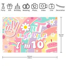 1 pezzo di Decorazione per festa di compleanno a tema 10° Compleanno, tovaglia per tavolo della torta, drappo decorativo da parete, perfetto per decorare la stanza della festa di compleanno, misura 210 x 150/150 x 100/100 x 75 cm