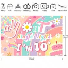 1 pezzo di Decorazione per festa di compleanno a tema 10° Compleanno, tovaglia per tavolo della torta, drappo decorativo da parete, perfetto per decorare la stanza della festa di compleanno, misura 210 x 150/150 x 100/100 x 75 cm