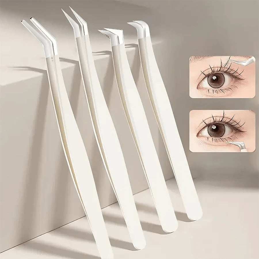 4 Peças Conjunto de Encurvadores de Cílios, Pinças de Aço Inoxidável, Pinças Curvas, Ferramentas Essenciais para Extensão de Cílios para Esteticistas, Pinças de Precisão para Cílios para Artesanato, Pinças para Adesivos, Adequado para Presentes e Decorações, Maquiagem, Barato, Decoração de Quarto, Penteadeira, Viagem, Quarto, Acessórios de Maquiagem, Pinças