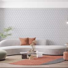Papel De Parede Vinílico Efeito Gesso 3D Branco Geométrico Autoadesivo Sala Quarto