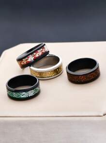 8pcs Vintage High-End Accessories Chinese Dragon Stainless Steel Rings, Multi-Color Chinese Dragon Pattern Rings For Men