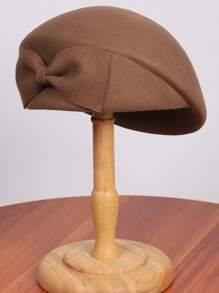 HIMESPORT 100% 羊毛毡英国顶级贝雷帽女士带蝴蝶结礼帽软边德比帽优雅 2025 年冬季正式教堂鸡尾酒茶会礼服婚礼新娘钟形帽 - 純色 - 查看 10