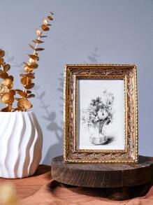 1 Stück Vintage Goldharz Fotorahmen, warme goldene Heim Tischdekor Bilderrahmen, horizontal & vertikal verwendbar, Schlafzimmer, Arbeitszimmer, Bürotisch Foto Dekoration