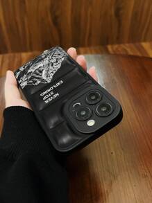 白色标语元素时尚手机壳，永不止步的探索精神，励志标语设计，时尚羽绒服纹理手机壳，兼容，适合旅行和冒险爱好者，山峦图案设计，春季生日礼物 - 彩色 - 查看 6