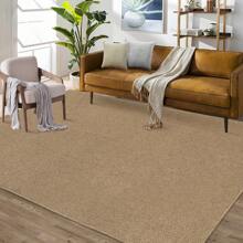 Modern Solid Textured Rug Soft Woven Rug Low Pile Anti-Shedding Rug Washable Area Rug For Living Room Bedroom Farmhouse - màu nâu - Xem 2