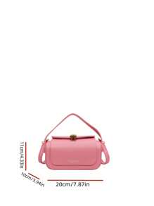Women's Fashion Trapezium Box Shaped Crossbody Handbag, Elegant Minimalist Design With Large Capacity - Watermelon Pink - View 7