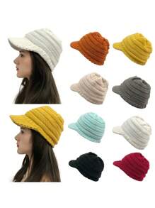 1PC Unisex Winter Visor Beanie Knit Hat Cap Crochet Men Women Ski Thick Warm Acr Ski Hat - Multicolor - View 5