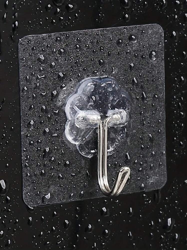 10pcs/20pcs/30pcs/40pcs/50pcs Easy Install Adhesive Hooks - Transparent, Damage-Free Wall Mount, Multi-Purpose Storage, Create A Modern Look Back To School Valentine Day - Clear - View 3