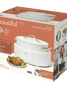 Beautiful 10 In 1 6 Qt Electric Multi-Cooker, White Icing - White - View 3