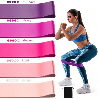 Set de 5 bandas de resistencia para dar forma y recuperación de yoga y fitness, accesorios de gimnasio, deporte, ejercicio en casa, correa de gimnasio, bandas de resistencia