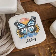 1pc, Custom Personalized Butterfly Jewelry Box, Custom Name Jewelry Storage Box, Ring, Earrings, Bracelet, Necklace, Portable Jewelry Box, Lady Gift, Friend Gift, Birthday Gift Butterfly - Multicolor - View 3