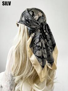 1 件 90 厘米佩斯利图案方形围巾，可作为头巾、头巾或头巾日常使用，头巾、发带、头带非常适合装扮您的外观 - 彩色 - 查看 23