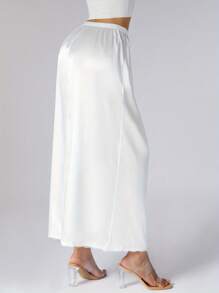 Half Slip Lace Long Underskirt Women's Satin Half Slip Half Slips For Under Dresses Slip - 白色 - 查看 4
