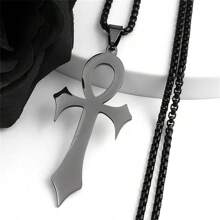Gothic Egyptian Cross Key Of Life Necklace, Stainless Steel Black/Gold/Silver Religious Pendant Necklace, Gothic Jewelry, Holiday Gift - Multicolor - View 12