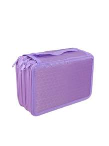 1 件三层可折叠方形笔袋带孔，艺术生普通空气和文具整理器，桌面文具收纳必备，返校，学校用品，铅笔盒，铅笔袋，书包 - 彩色 - 查看 23