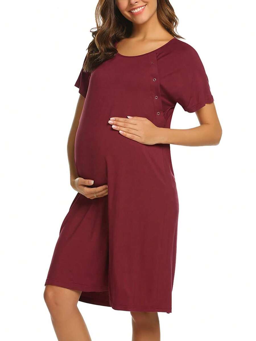 Women's Maternity 3 In 1 Delivery Labor Nursing Nightgown Hospital Gown Sleepwear For Breastfeeding
